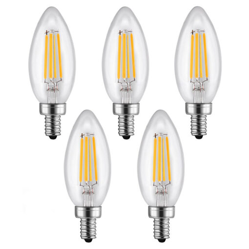 5-Pack of candelabra base LED filament bulbs